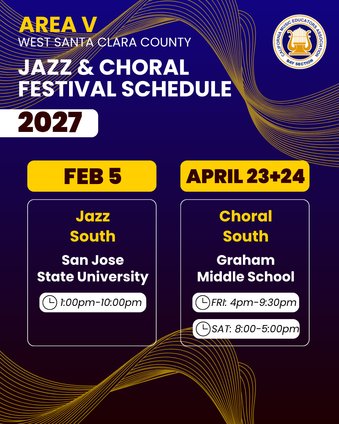 2027 Large Group Festivals - Area V (Jazz & Choral)